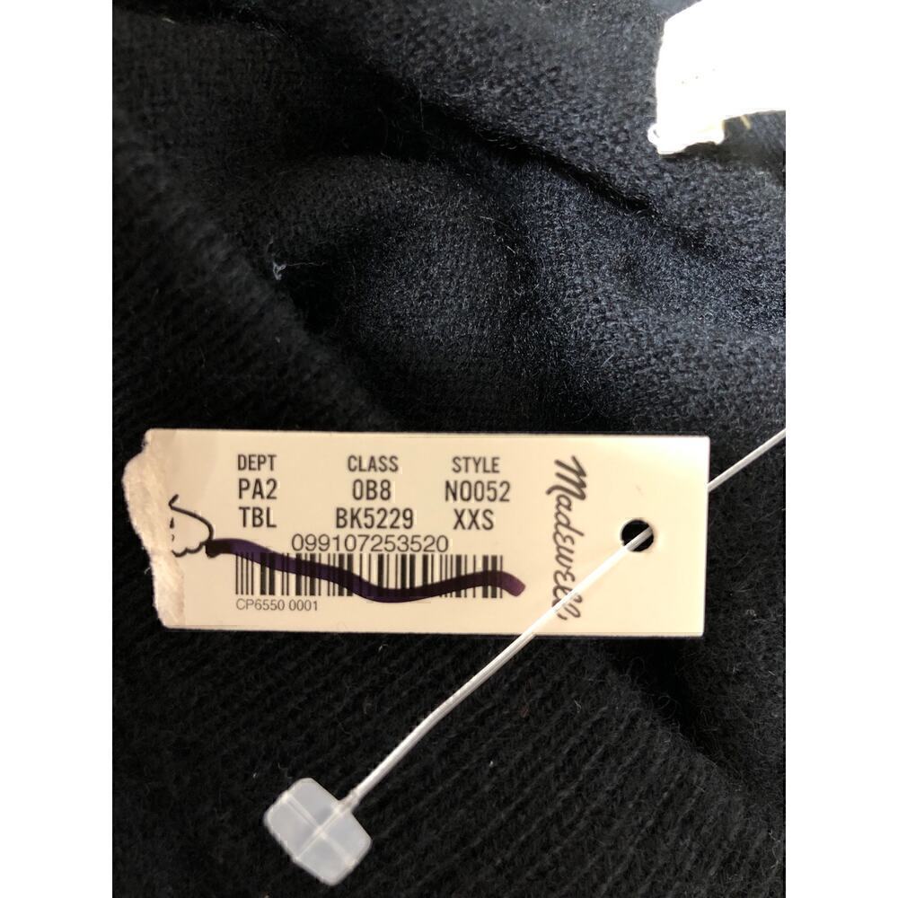 Madewell (Re)sponsible Sweater Cashmere V-Neck Pullover Crop True Black NWT XXS - Picture 5 of 9